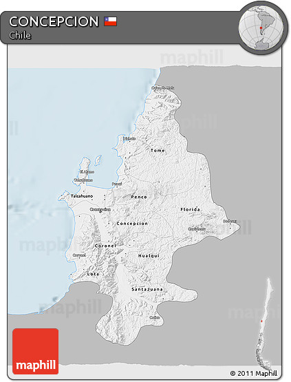 Gray 3D Map of CONCEPCION, single color outside