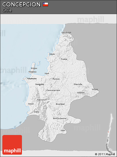 Gray 3D Map of CONCEPCION, single color outside