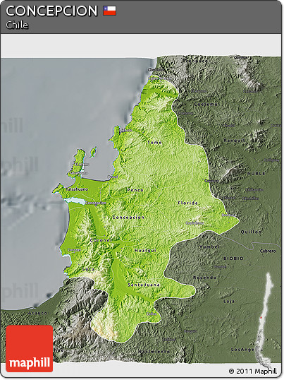 Physical 3D Map of CONCEPCION, darken, semi-desaturated