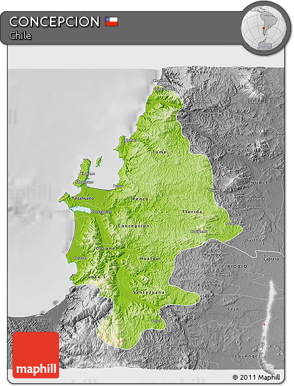 Physical 3D Map of CONCEPCION, desaturated