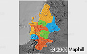 Political 3D Map of CONCEPCION, darken, desaturated