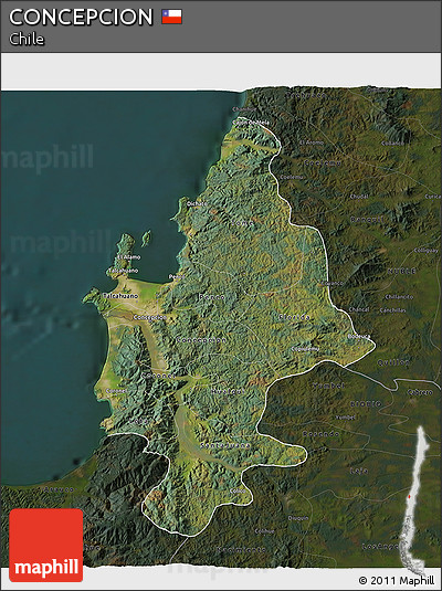 Satellite 3D Map of CONCEPCION, darken