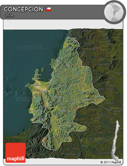 Satellite 3D Map of CONCEPCION, darken