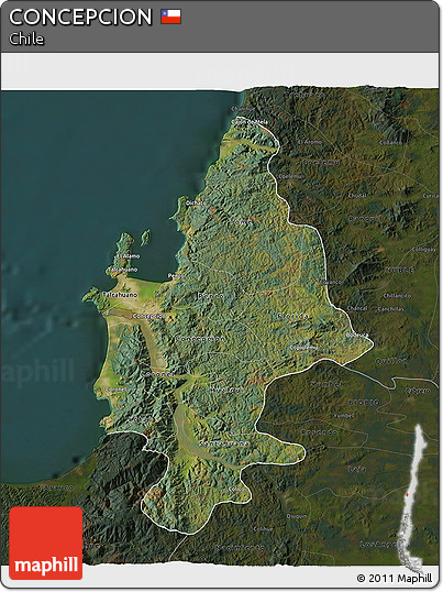 Satellite 3D Map of CONCEPCION, darken