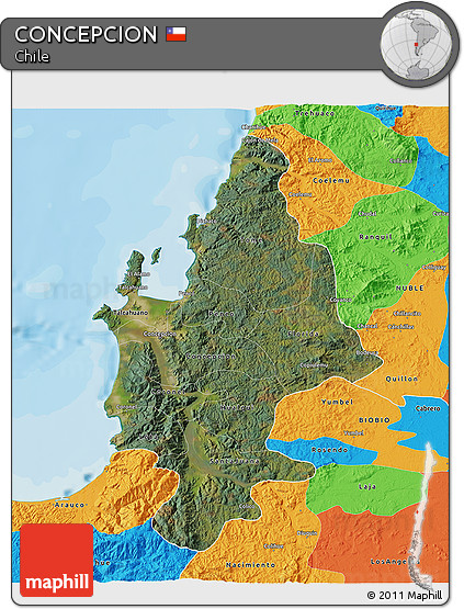 Satellite 3D Map of CONCEPCION, political outside