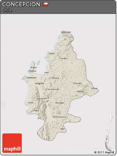Shaded Relief 3D Map of CONCEPCION, cropped outside