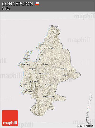 Shaded Relief 3D Map of CONCEPCION, cropped outside