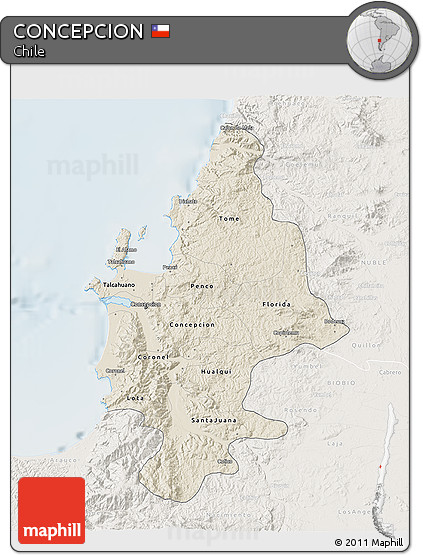 Shaded Relief 3D Map of CONCEPCION, lighten