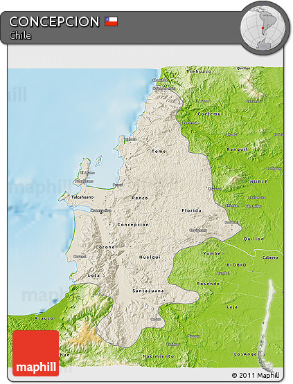 Shaded Relief 3D Map of CONCEPCION, physical outside