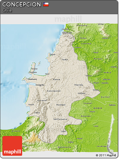 Shaded Relief 3D Map of CONCEPCION, physical outside