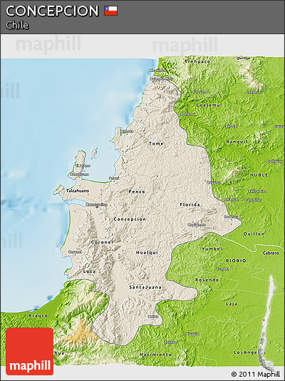 Shaded Relief 3D Map of CONCEPCION, physical outside