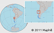 Gray Location Map of Coronel, within the entire country