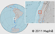Gray Location Map of Coronel, hill shading
