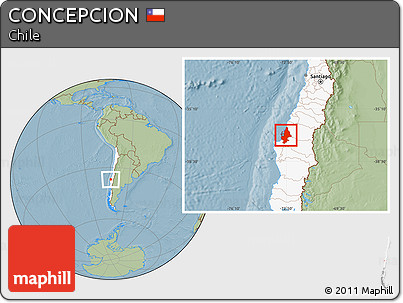Savanna Style Location Map of CONCEPCION, highlighted country, hill shading