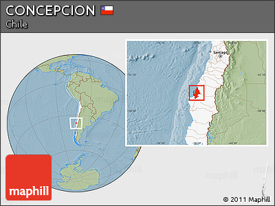 Savanna Style Location Map of CONCEPCION, highlighted country, hill shading