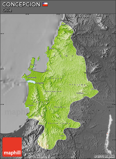 Physical Map of CONCEPCION, darken, desaturated