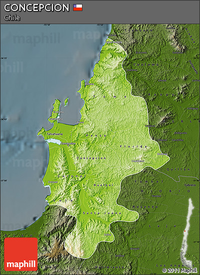 Physical Map of CONCEPCION, darken