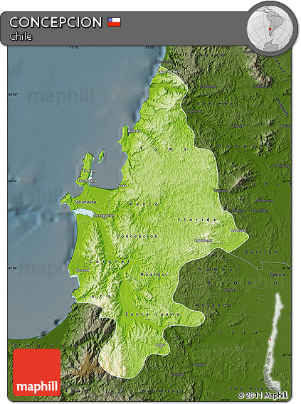 Physical Map of CONCEPCION, darken