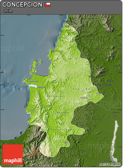Physical Map of CONCEPCION, darken