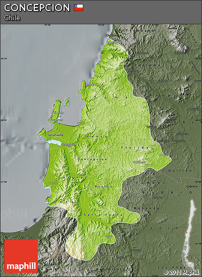 Physical Map of CONCEPCION, darken, semi-desaturated