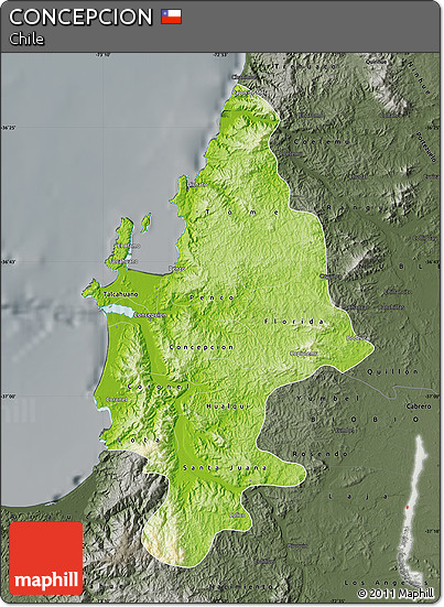 Physical Map of CONCEPCION, darken, semi-desaturated