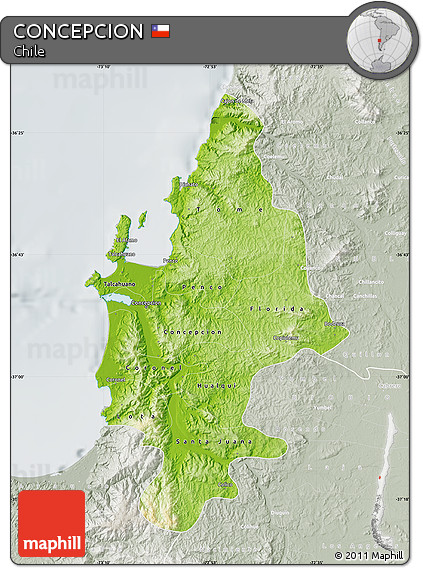 Physical Map of CONCEPCION, lighten, semi-desaturated