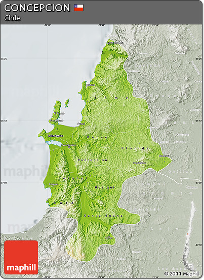 Physical Map of CONCEPCION, lighten, semi-desaturated