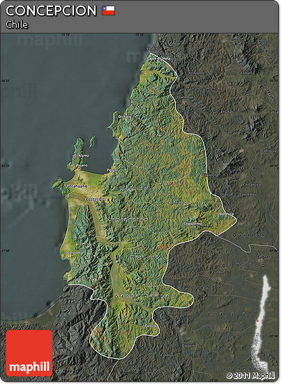 Satellite Map of CONCEPCION, darken, semi-desaturated