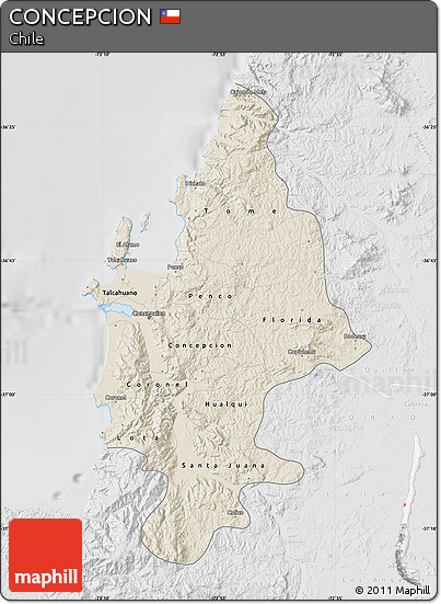 Shaded Relief Map of CONCEPCION, lighten, desaturated
