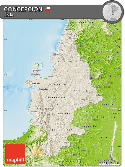 Shaded Relief Map of CONCEPCION, physical outside