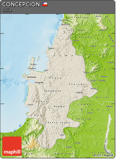 Shaded Relief Map of CONCEPCION, physical outside