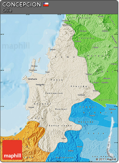 Shaded Relief Map of CONCEPCION, political shades outside