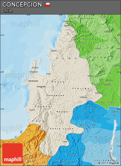 Shaded Relief Map of CONCEPCION, political shades outside