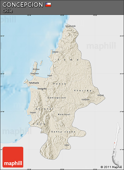 Shaded Relief Map of CONCEPCION, single color outside