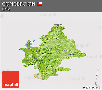 Physical Panoramic Map of CONCEPCION, cropped outside