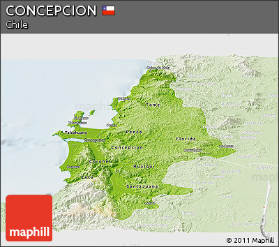 Physical Panoramic Map of CONCEPCION, lighten