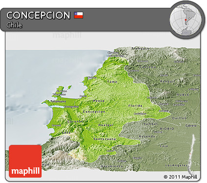 Physical Panoramic Map of CONCEPCION, semi-desaturated