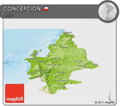 Physical Panoramic Map of CONCEPCION, single color outside