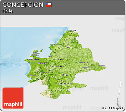 Physical Panoramic Map of CONCEPCION, single color outside