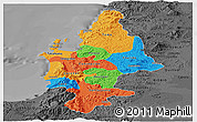 Political Panoramic Map of CONCEPCION, darken, desaturated