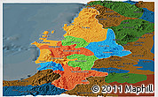 Political Panoramic Map of CONCEPCION, darken