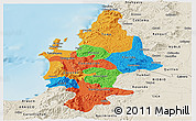 Political Panoramic Map of CONCEPCION, shaded relief outside