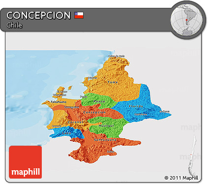 Political Panoramic Map of CONCEPCION, single color outside