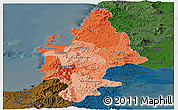 Political Shades Panoramic Map of CONCEPCION, darken