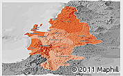 Political Shades Panoramic Map of CONCEPCION, desaturated