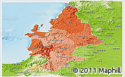 Political Shades Panoramic Map of CONCEPCION, physical outside