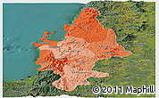 Political Shades Panoramic Map of CONCEPCION, satellite outside