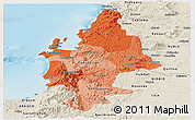 Political Shades Panoramic Map of CONCEPCION, shaded relief outside