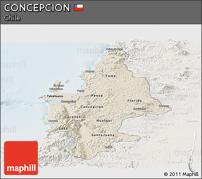 Shaded Relief Panoramic Map of CONCEPCION, lighten