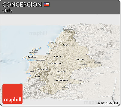 Shaded Relief Panoramic Map of CONCEPCION, lighten